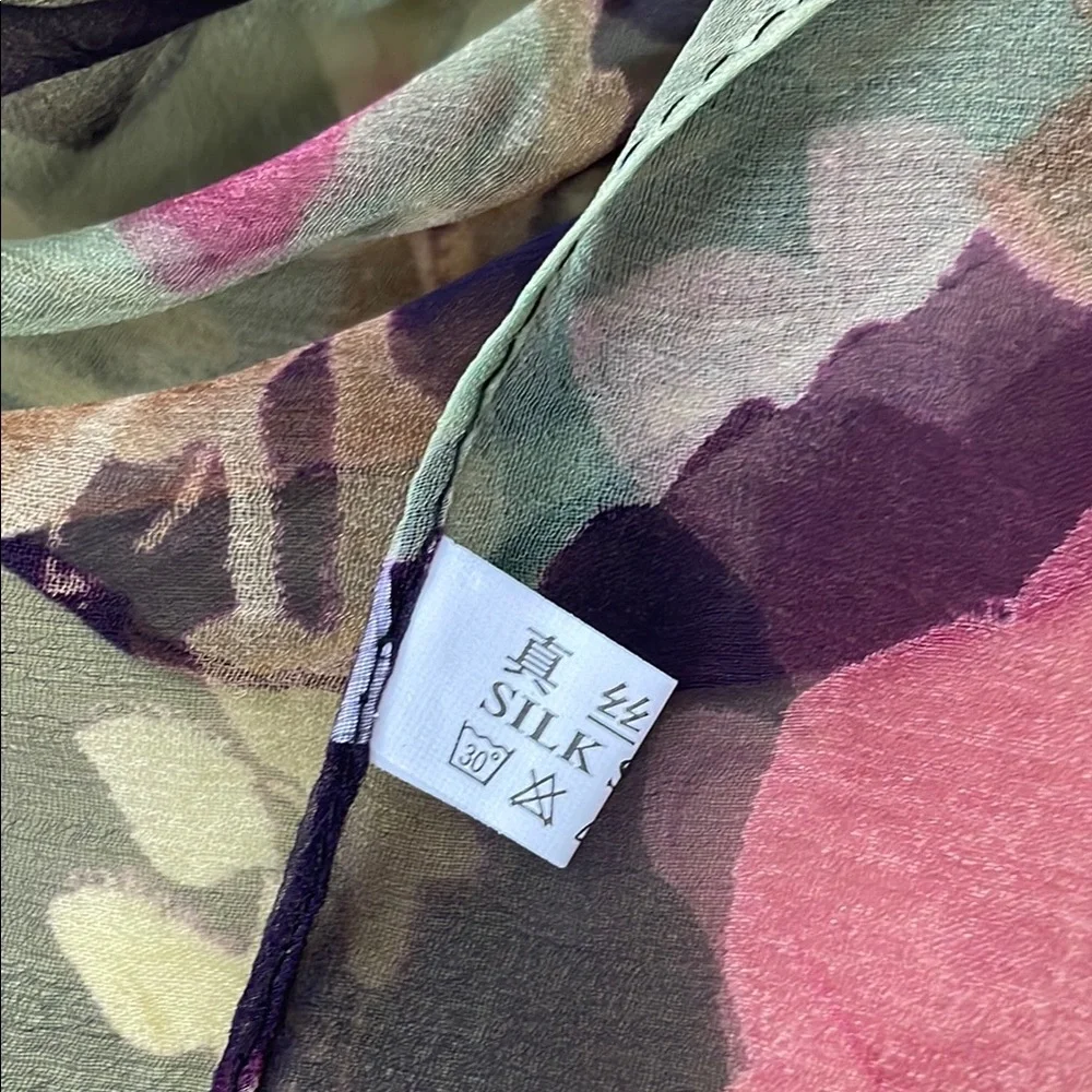 Multicolored Vintage Floral Chiffon Large Scarf